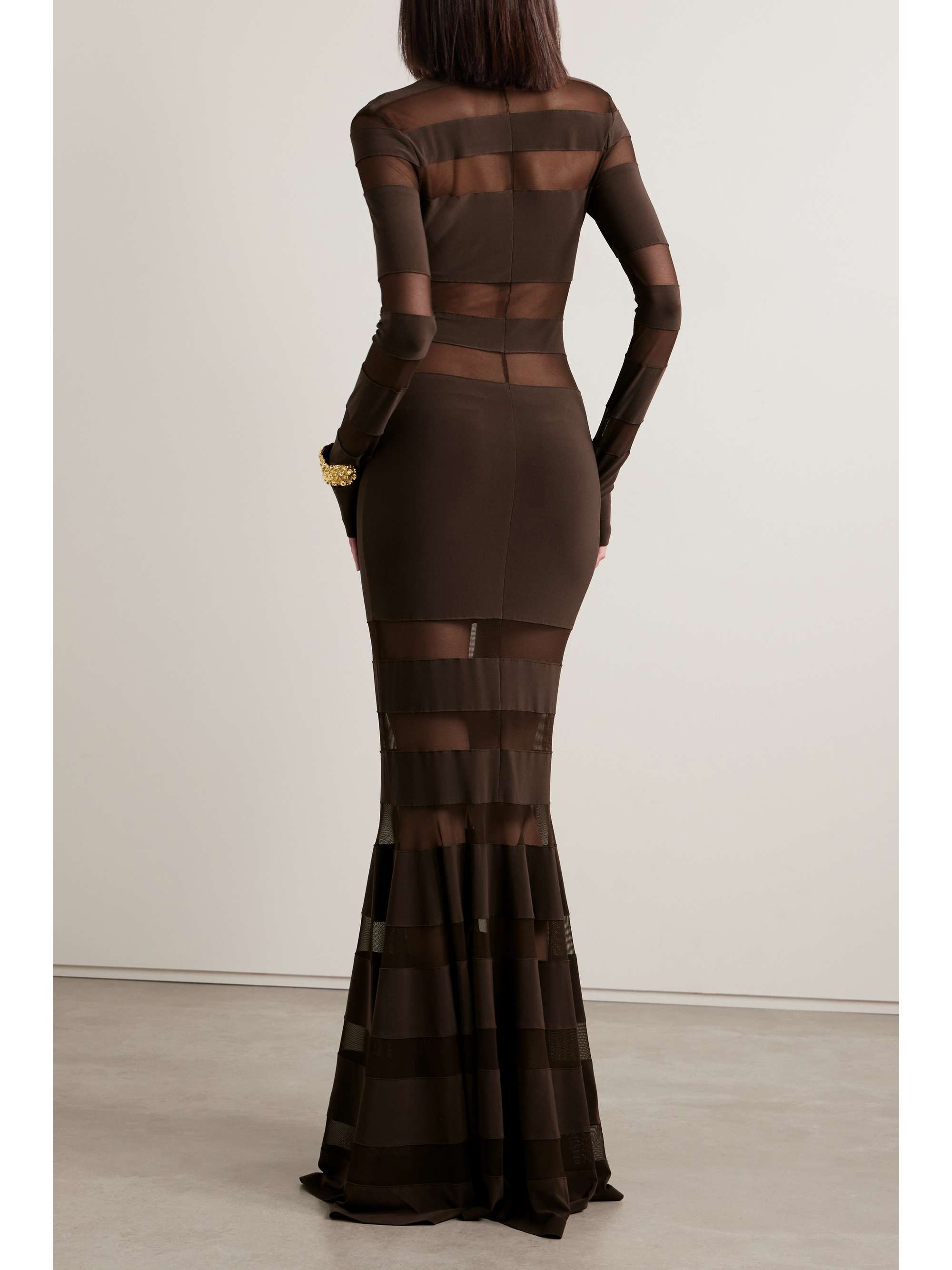 NORMA KAMALI Meshpaneled stretchjersey gown NETAPORTER