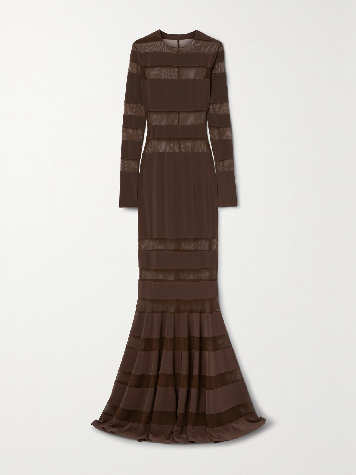 Norma Kamali - Mesh-paneled Stretch-jersey Gown - Brown