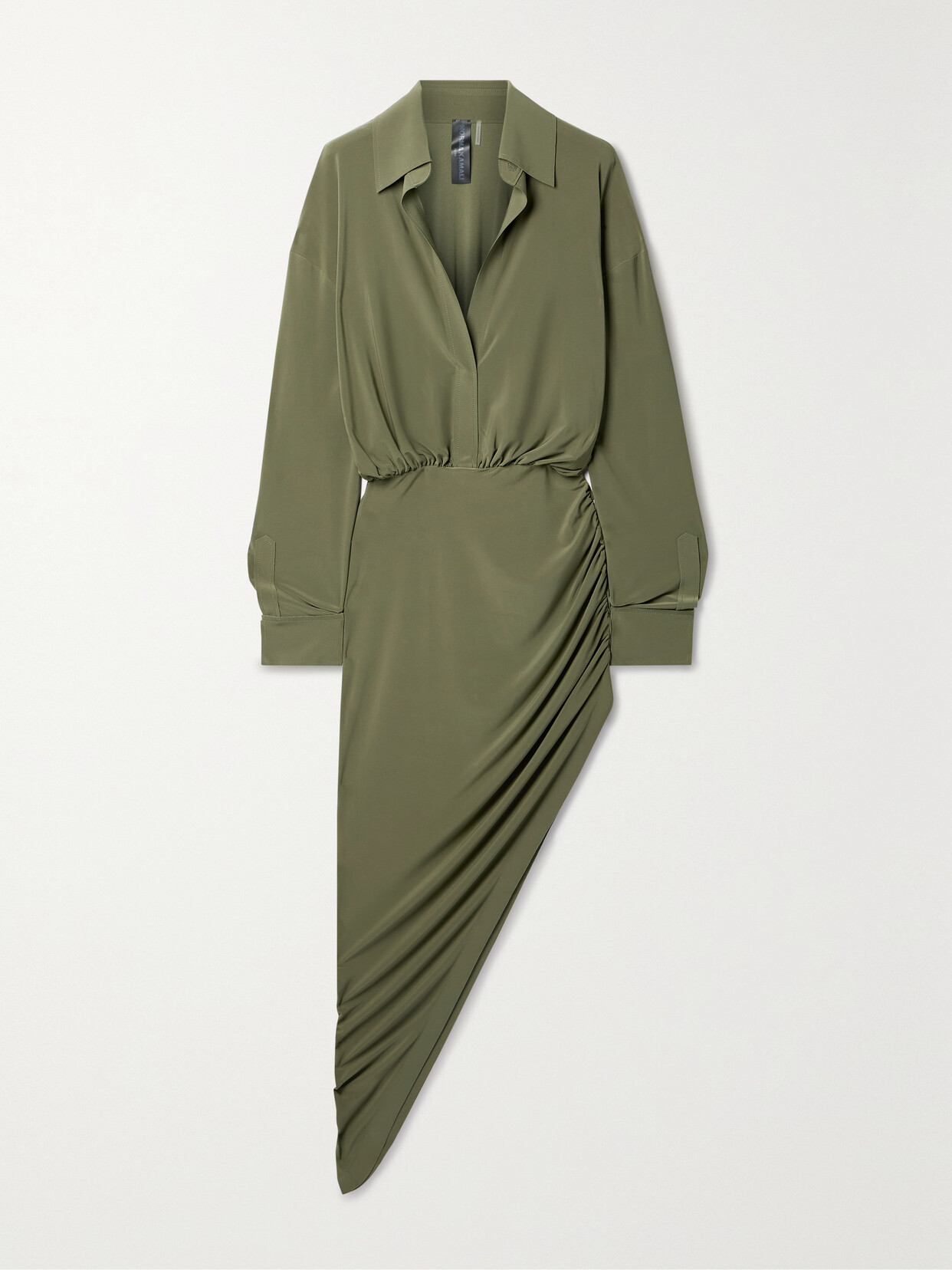 Norma Kamali - Asymmetric Ruched Stretch-jersey Midi Dress - Green