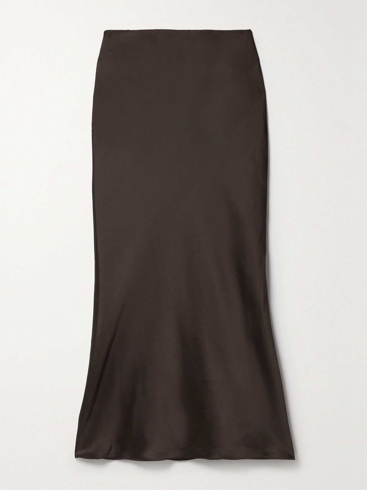 Norma Kamali - Obie Satin Midi Skirt - Brown