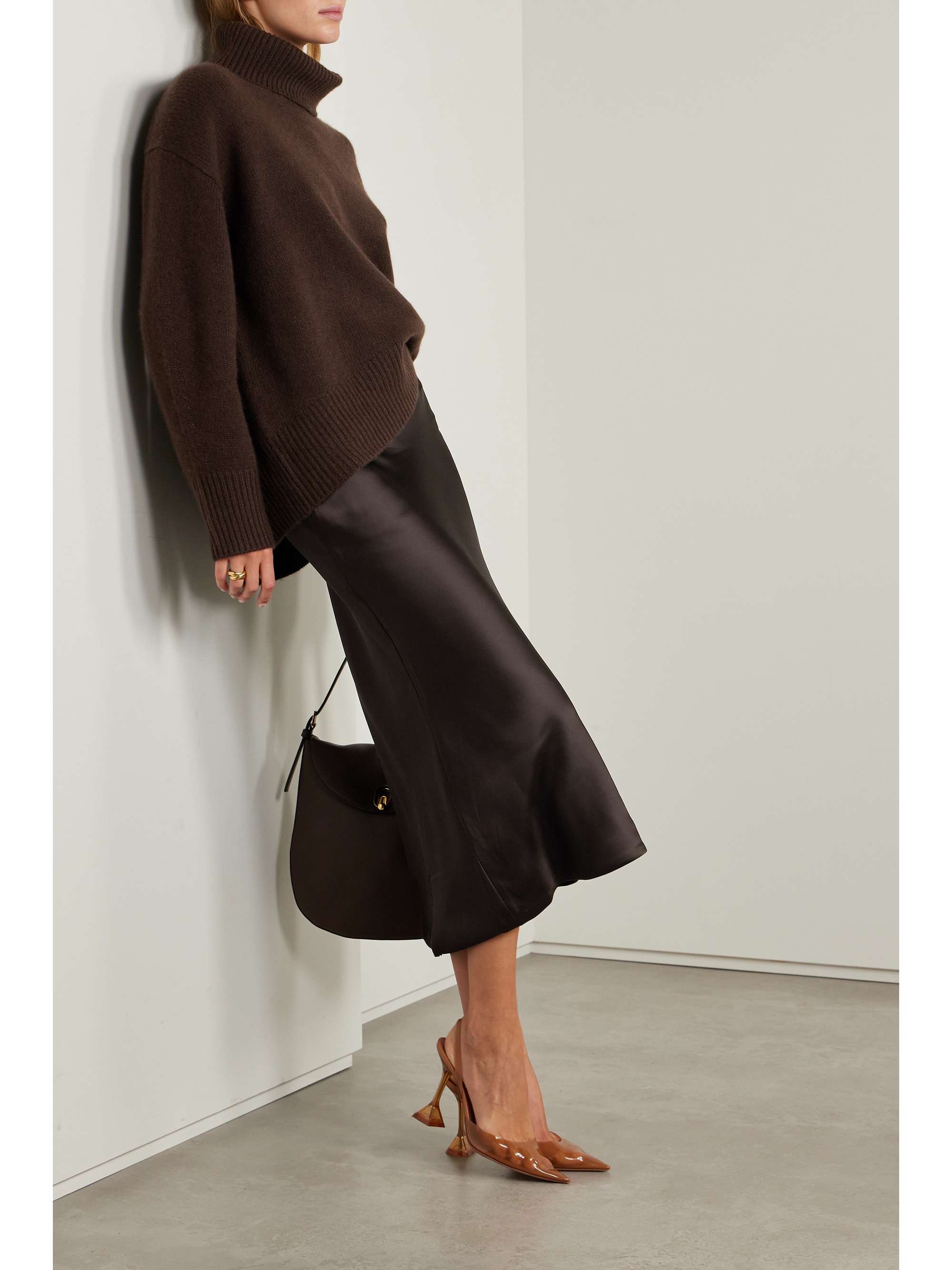 NORMA KAMALI Obie satin midi skirt | NET-A-PORTER