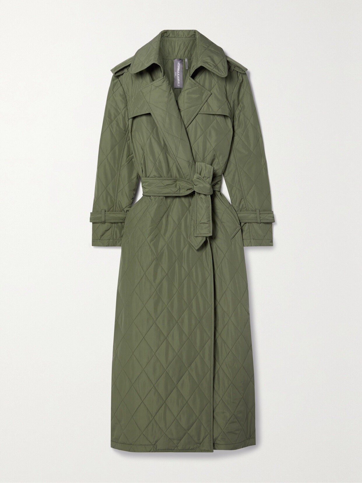 Norma Kamali - Belted Quilted Shell Trench Coat - Green