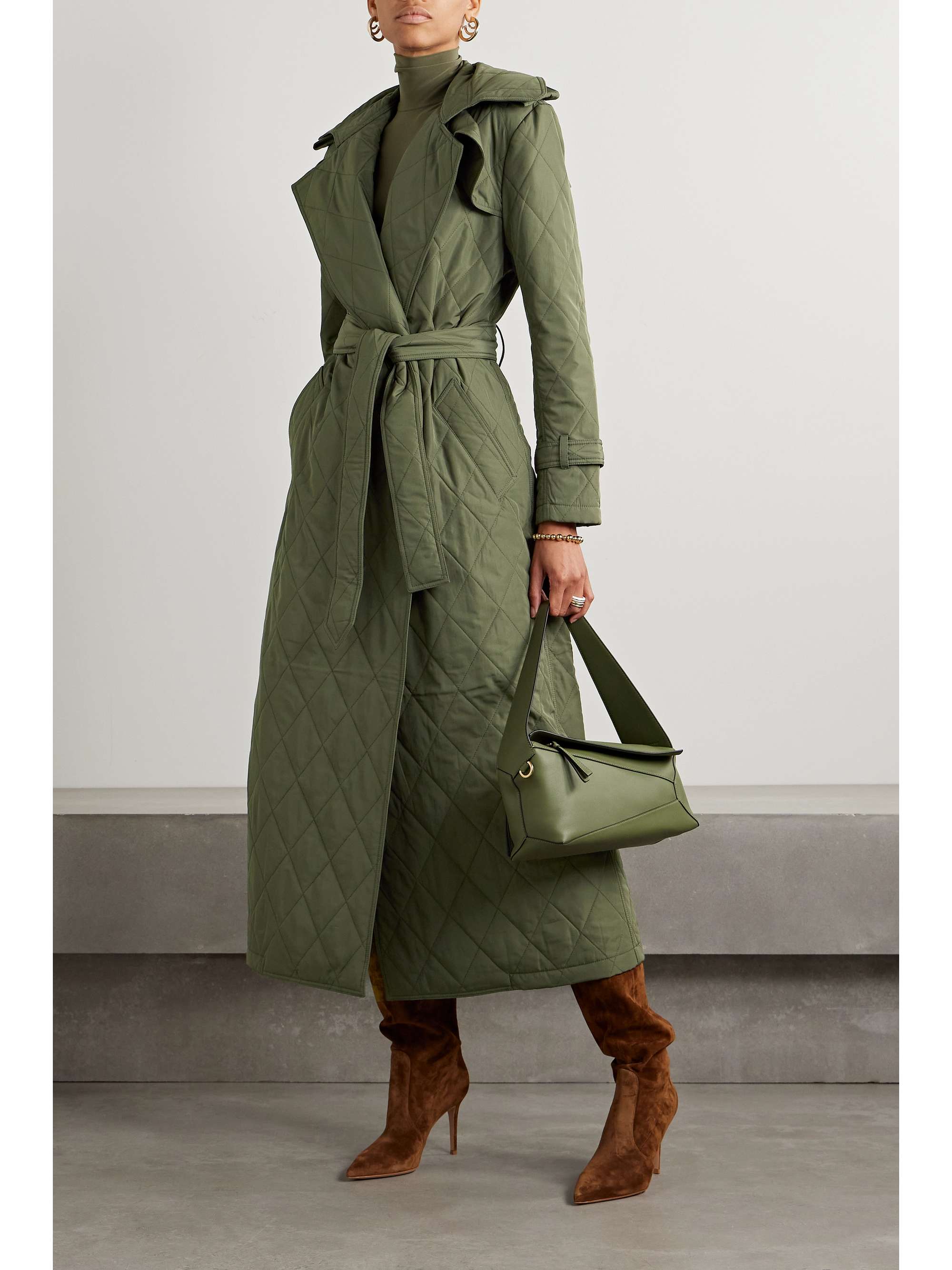 NORMA KAMALI Belted quilted shell trench coat | NET-A-PORTER