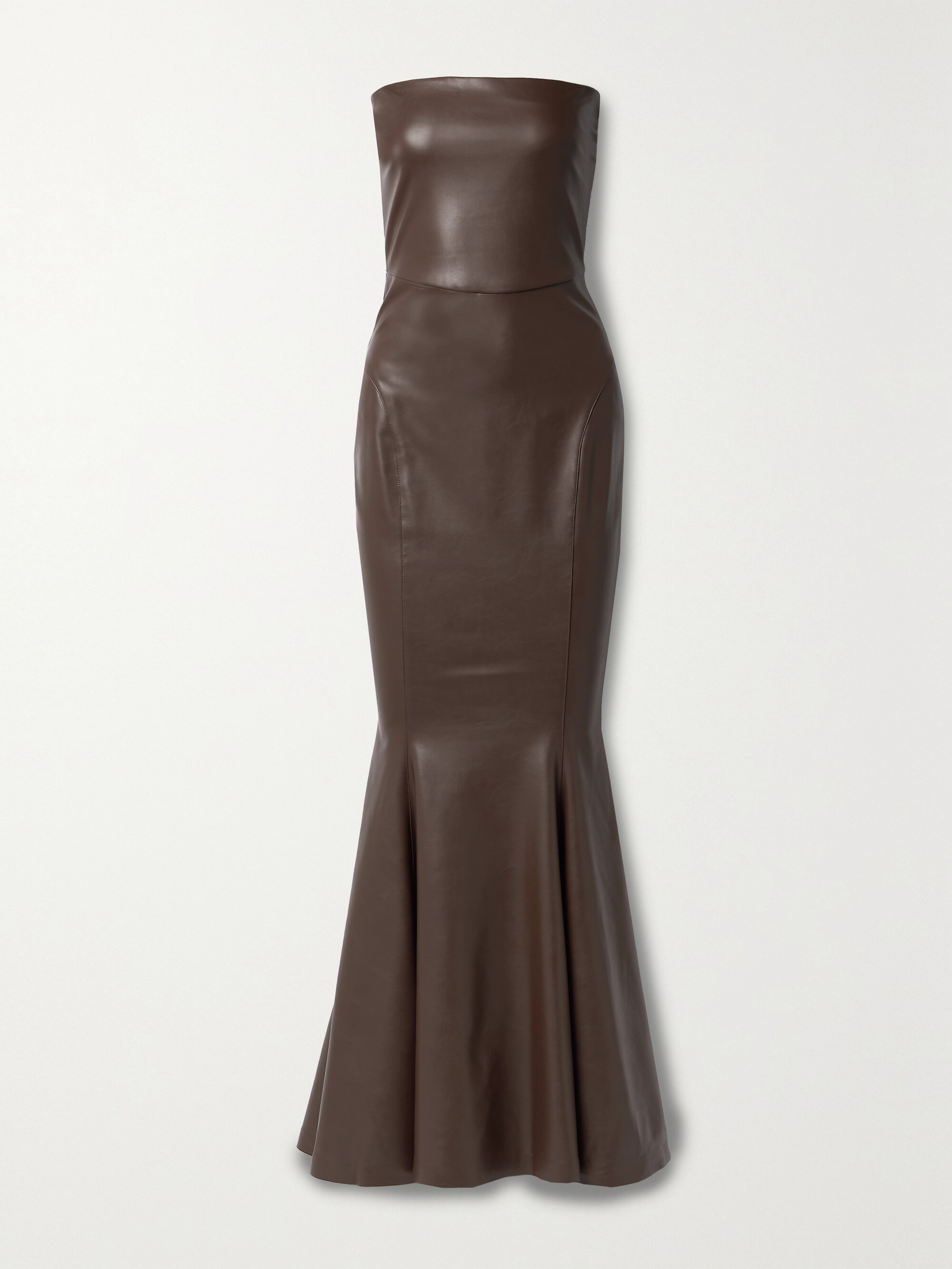Norma Kamali Strapless faux leather maxi dress