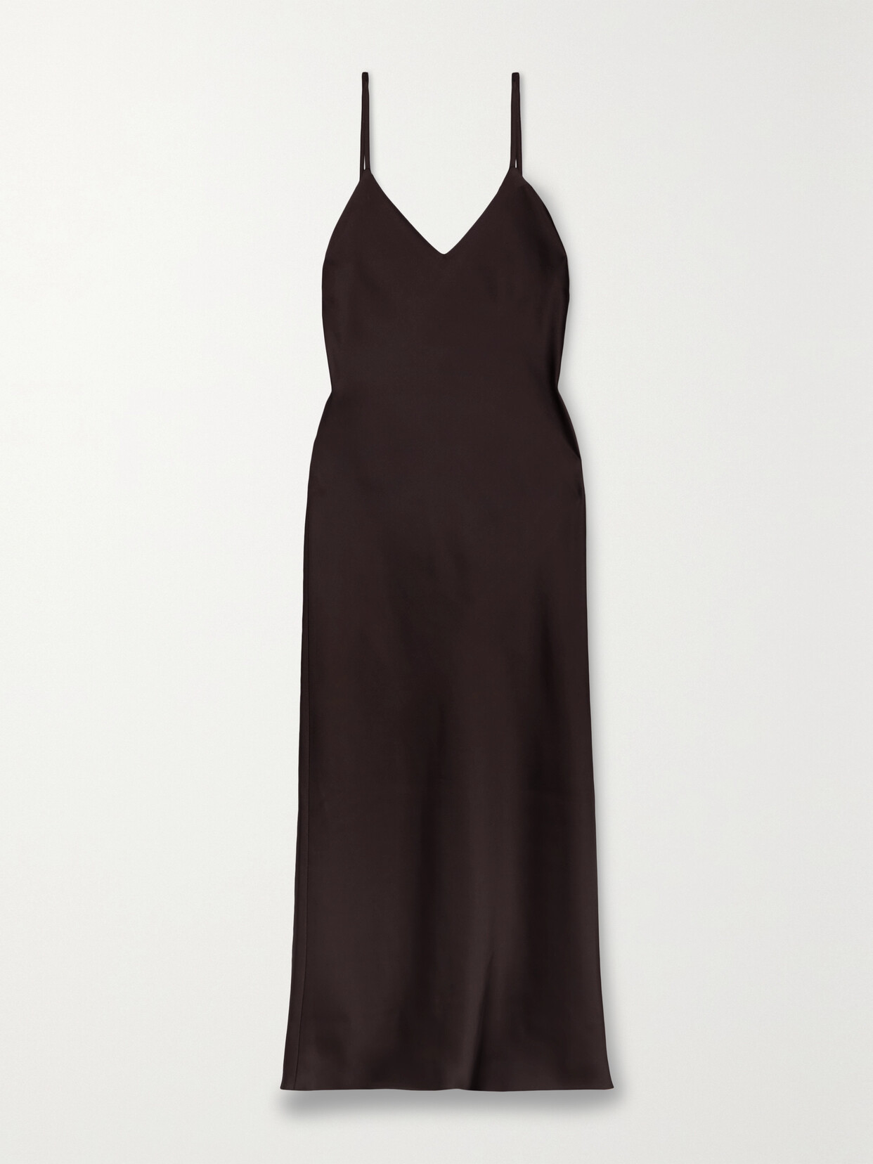 Norma Kamali Satin Midi Dress In Brown