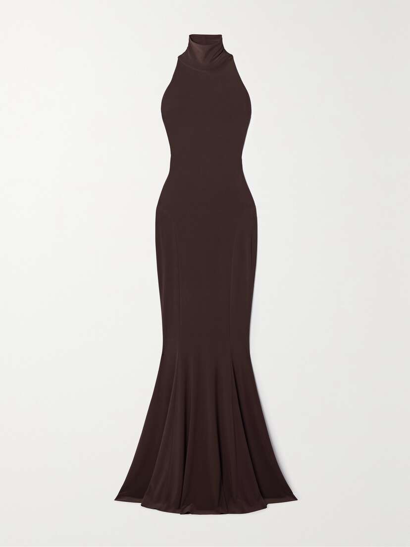 Norma Kamali Stretch-jersey Turtleneck Gown