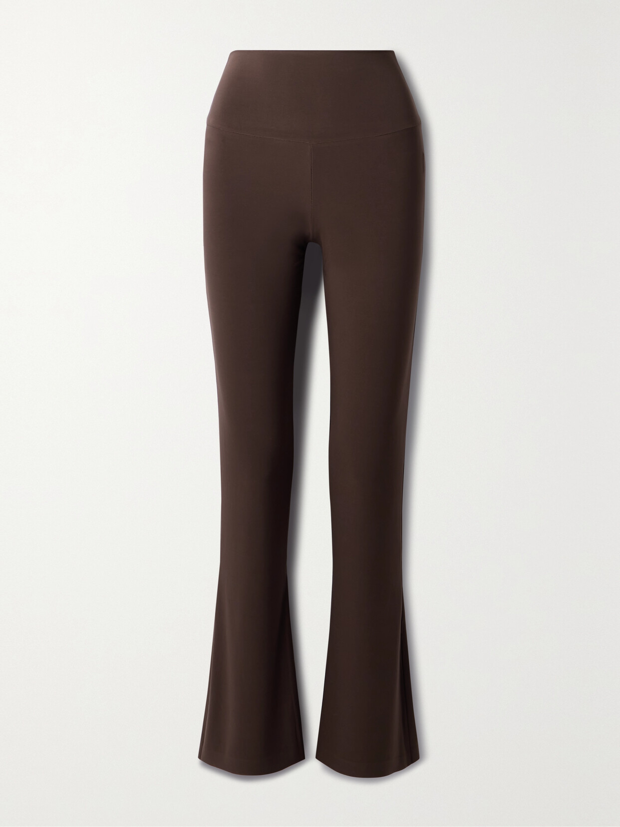 Shop Norma Kamali Stretch-jersey Straight-leg Pants In Brown