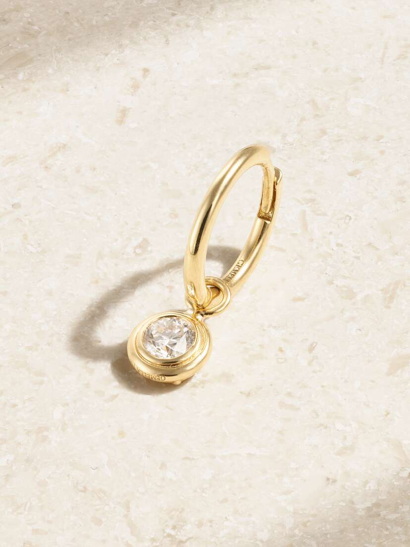 Gemella Double Bubble 18-karat Gold Diamond Single Hoop Earring