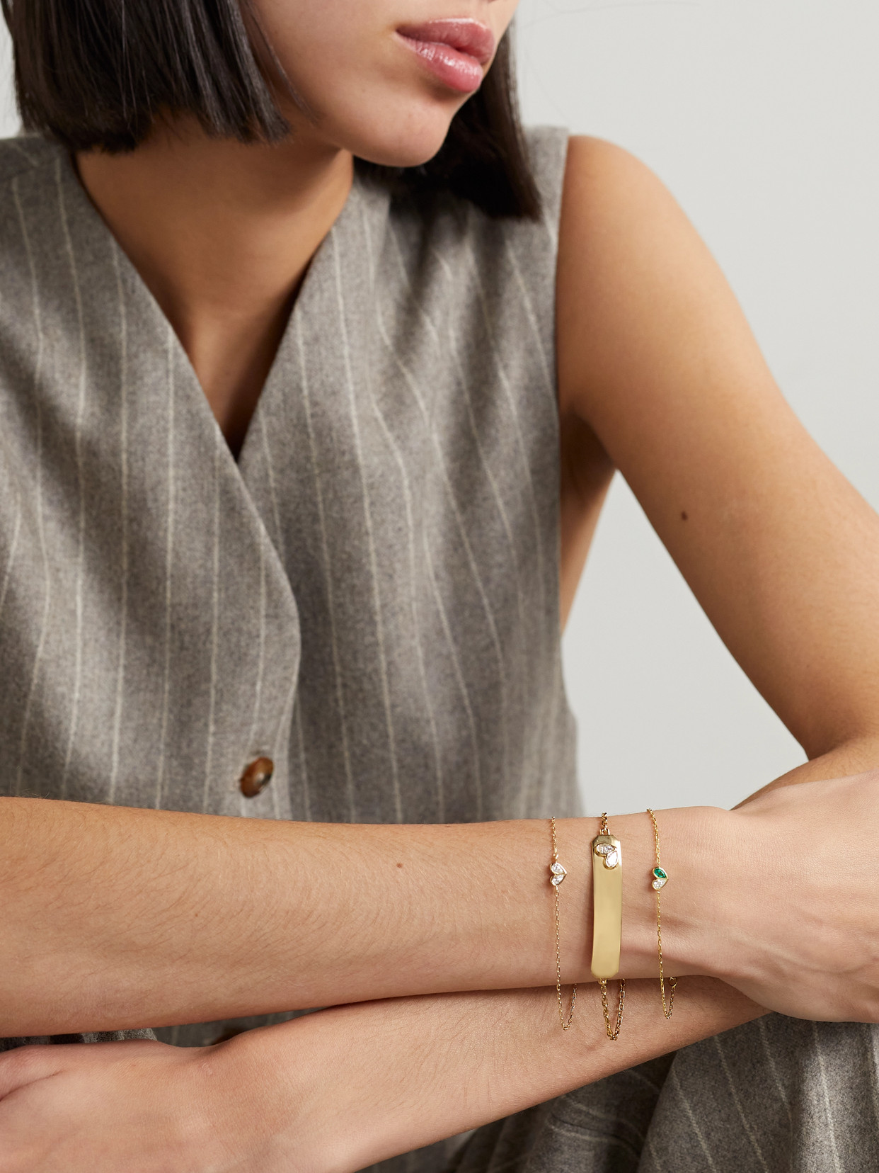 Gemella Mini Sweetheart 18-karat Gold, Diamond And Emerald Bracelet In Gold