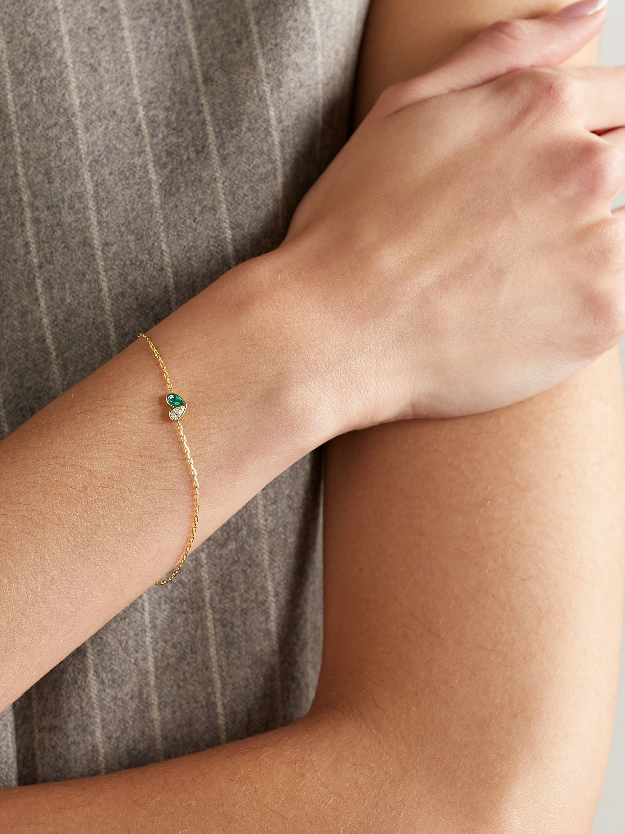 Gemella Mini Sweetheart 18-karat Gold, Diamond And Emerald Bracelet In Gold