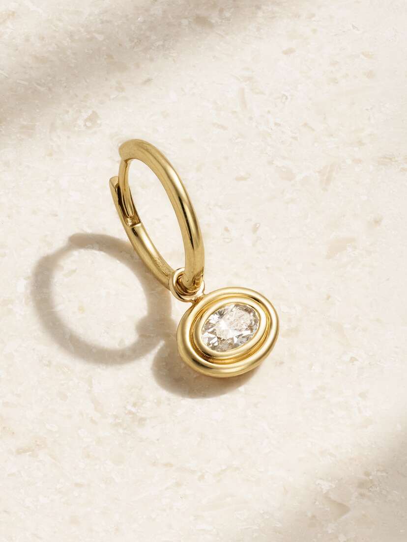 Gemella Double Bubble 18-karat Gold Diamond Single Hoop Earring