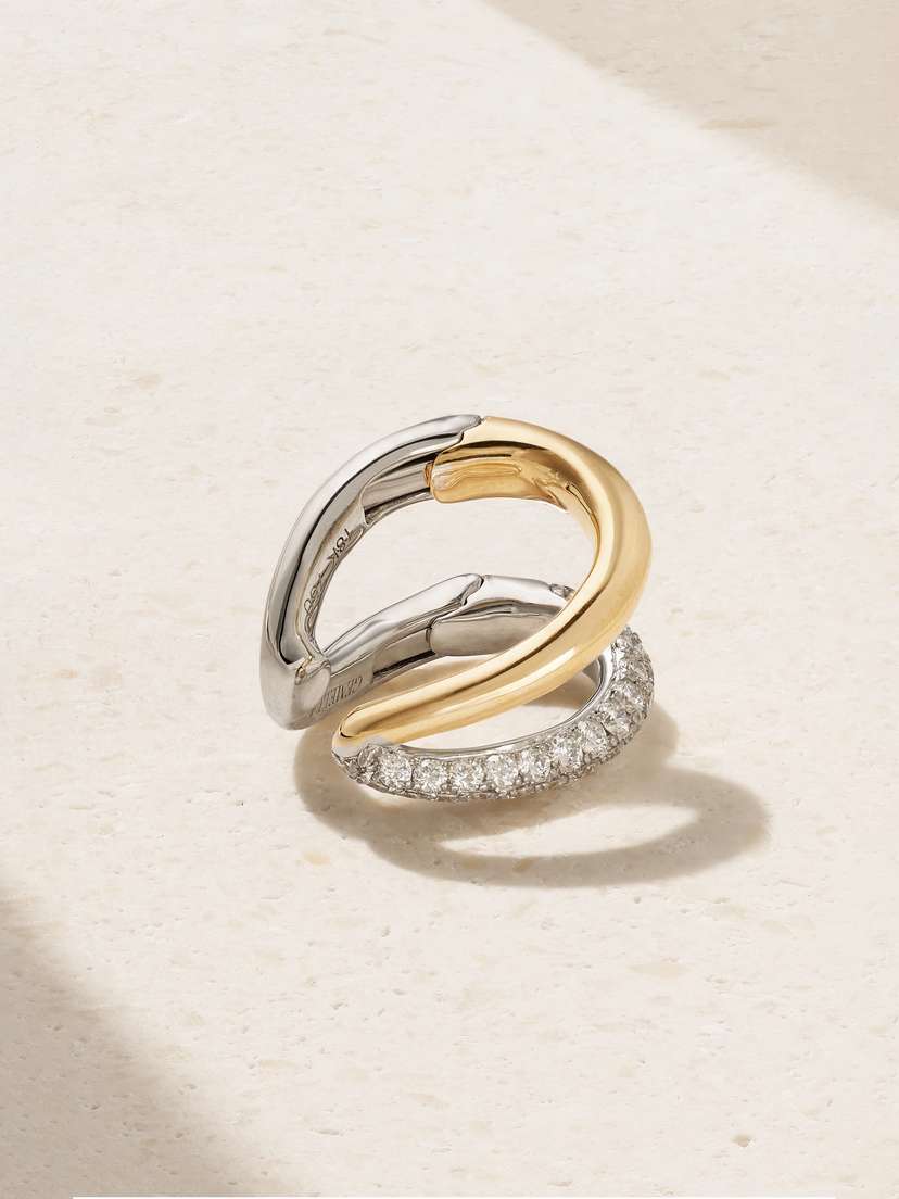 Gemella Intertwin 18-karat White And Yellow Gold Diamond Ear Cuff