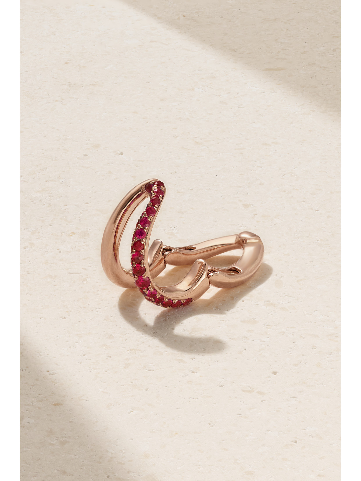 Shop Gemella Intertwin 18-karat Rose Gold Ruby Ear Cuff