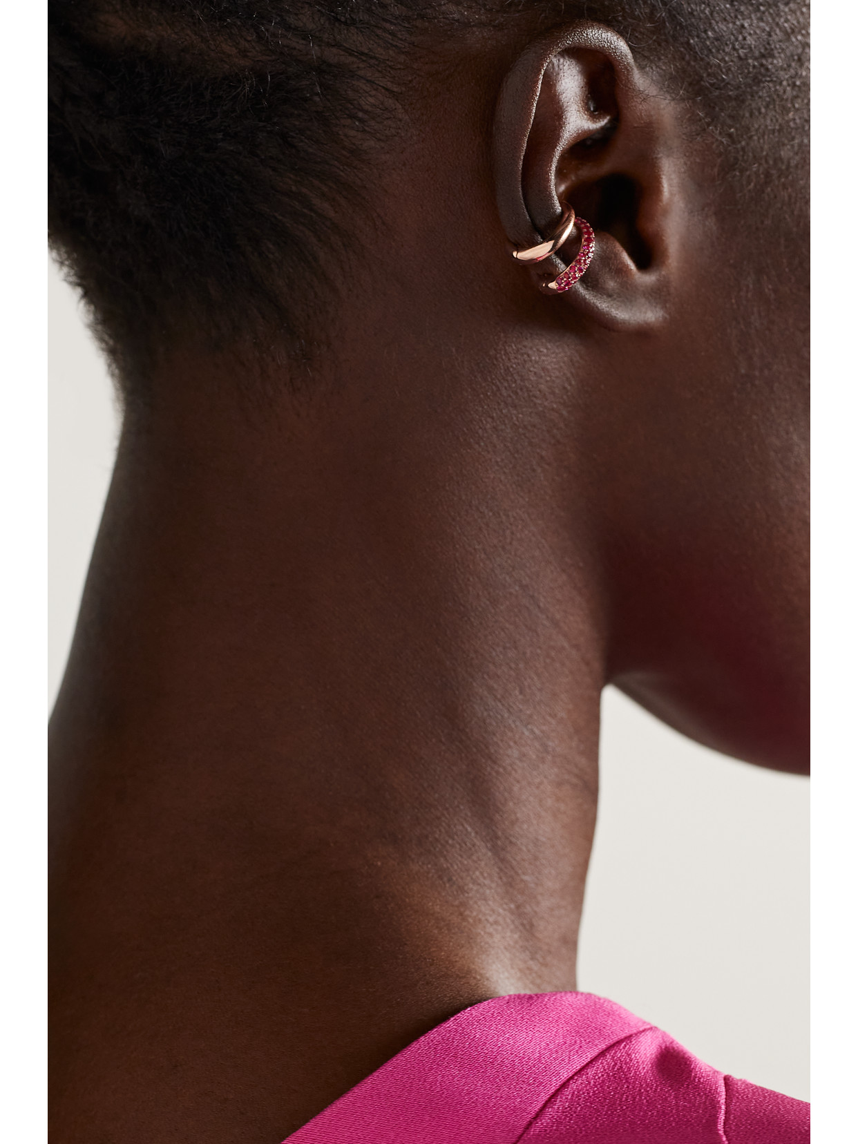 Gemella Intertwin 18-karat Rose Gold Ruby Ear Cuff In Gold