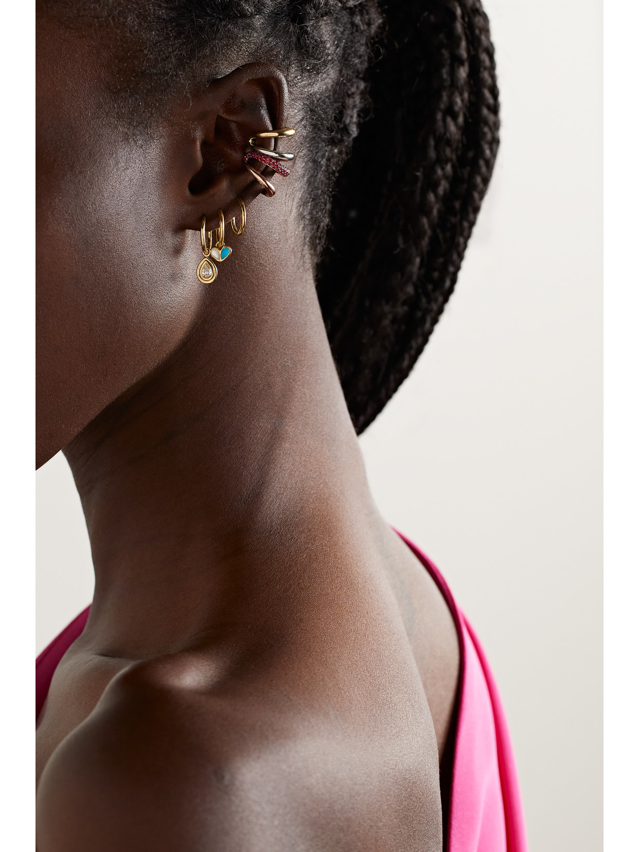 Gemella Intertwin 18-karat Rose Gold Ruby Ear Cuff In Gold