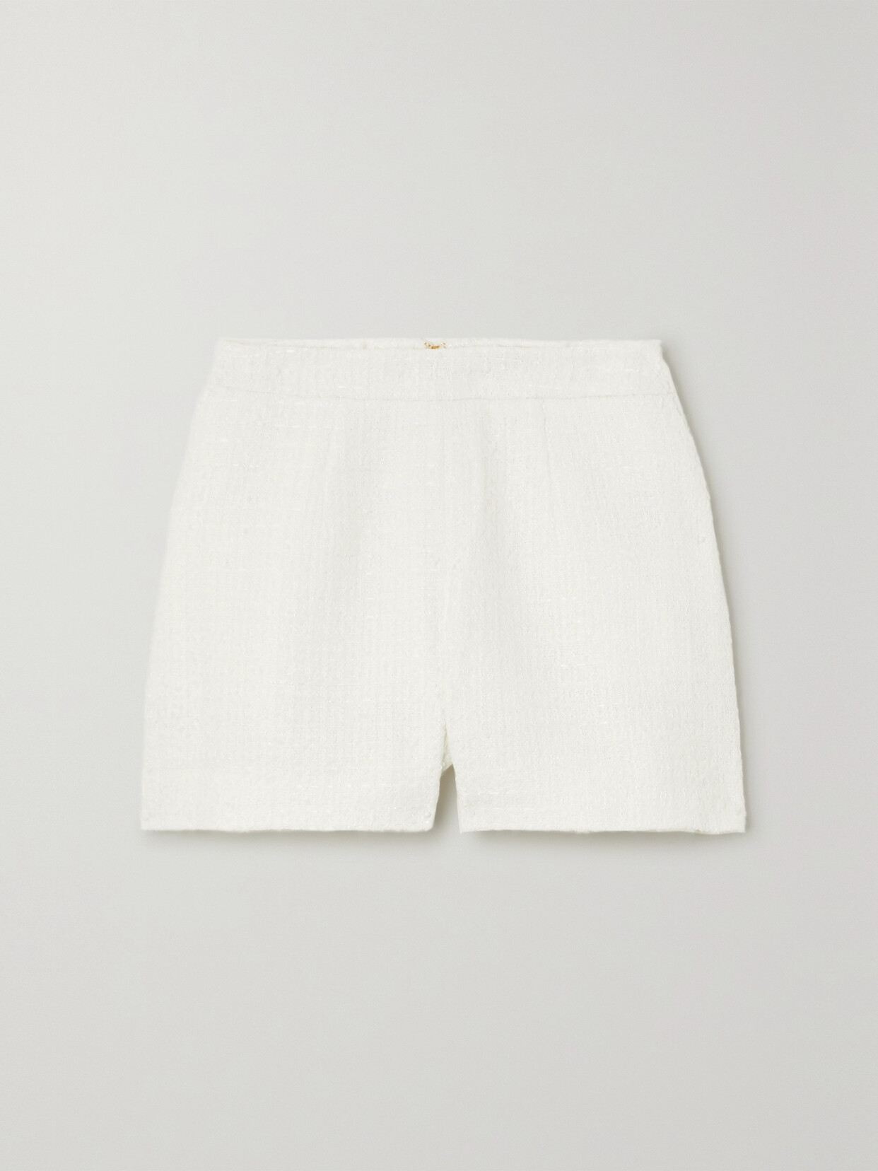 Shop L Agence Ashton Bouclé Straight-leg Shorts In White