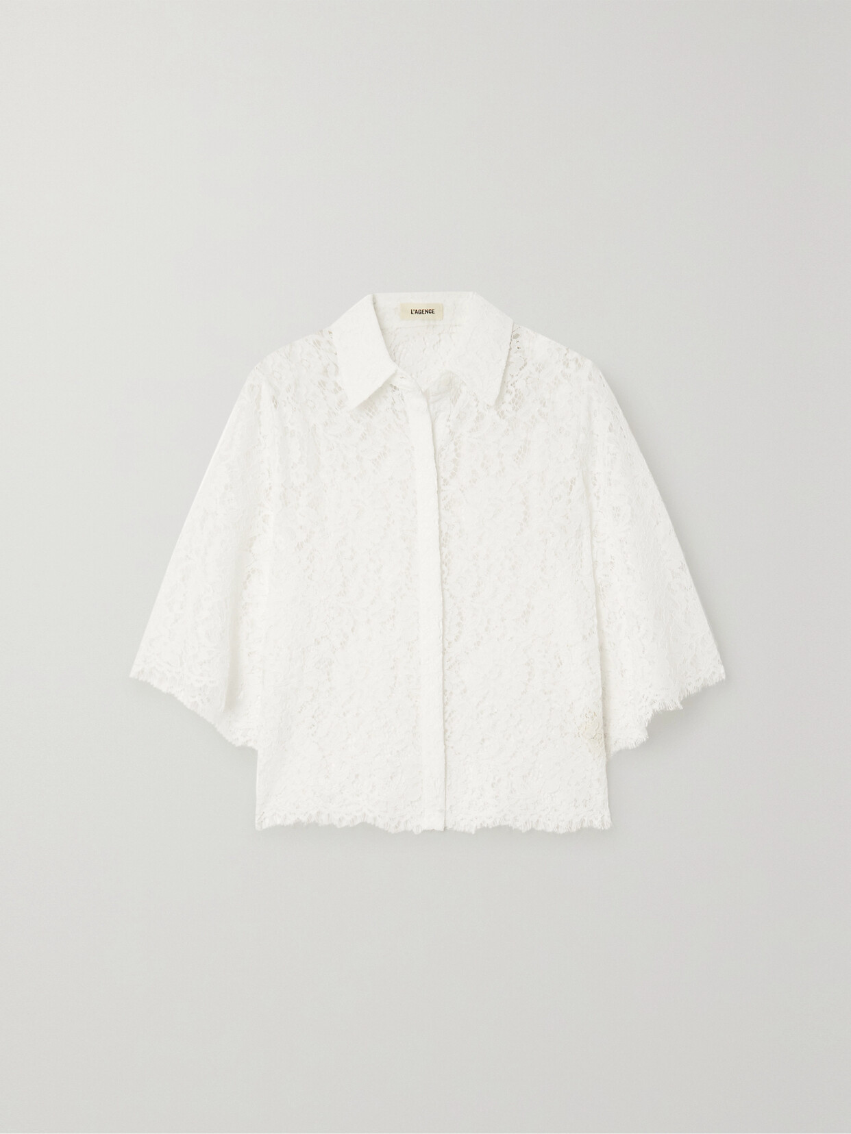 L Agence Fern Corded Lace Blouse In White