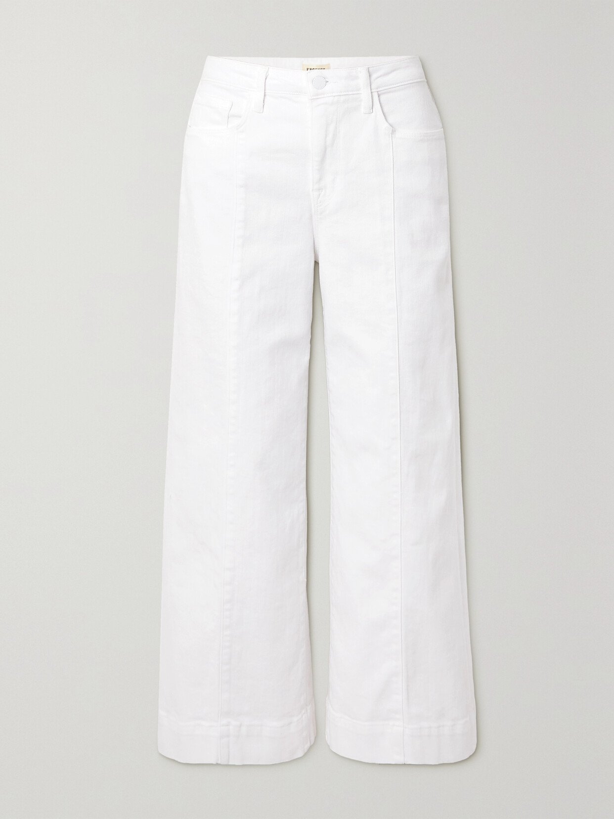 Shop L Agence Houston Cropped Wide-leg Jeans In White