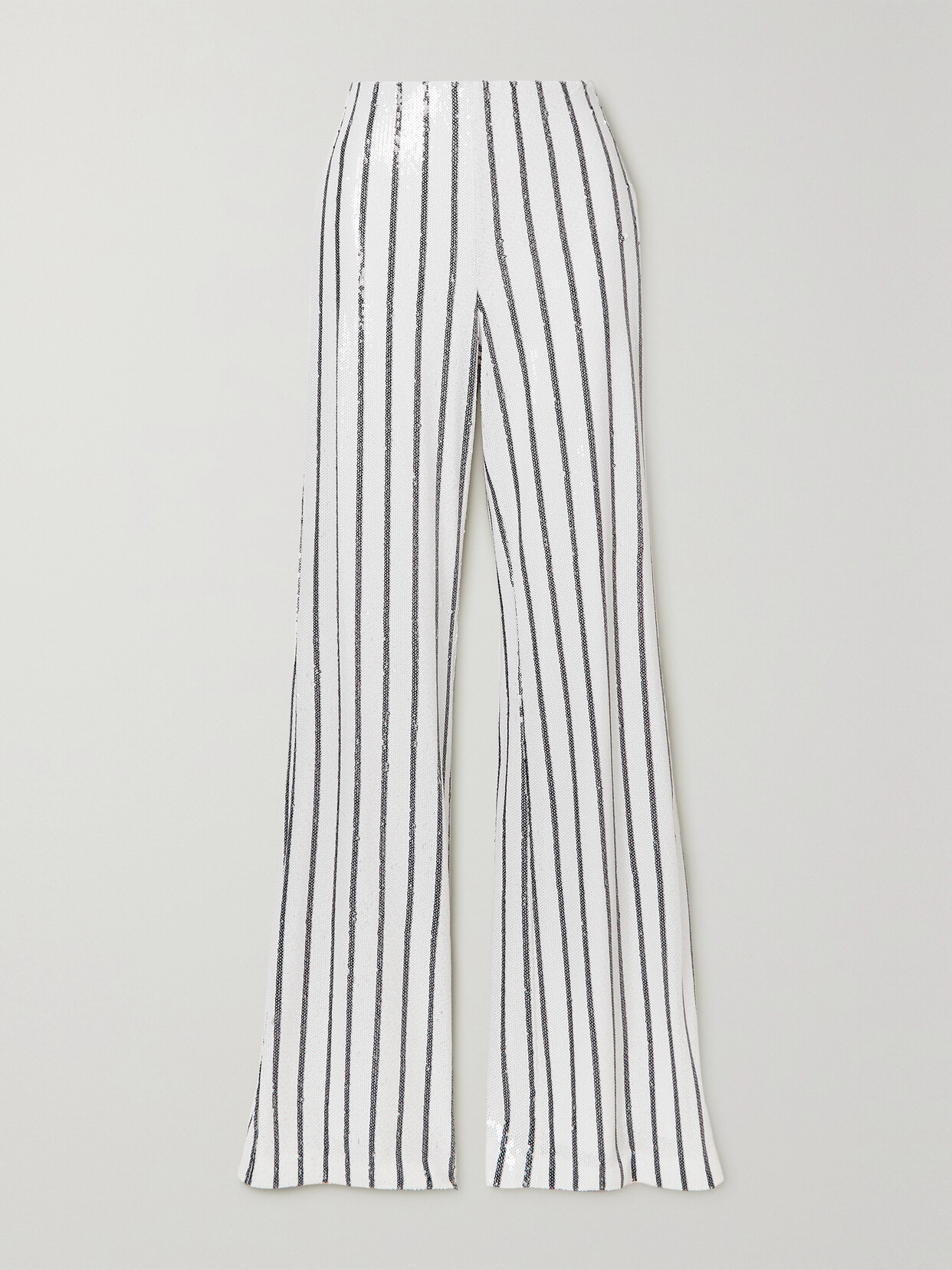 L'Agence - Sapphire Striped Sequined Slim-leg Crepe Pants - White