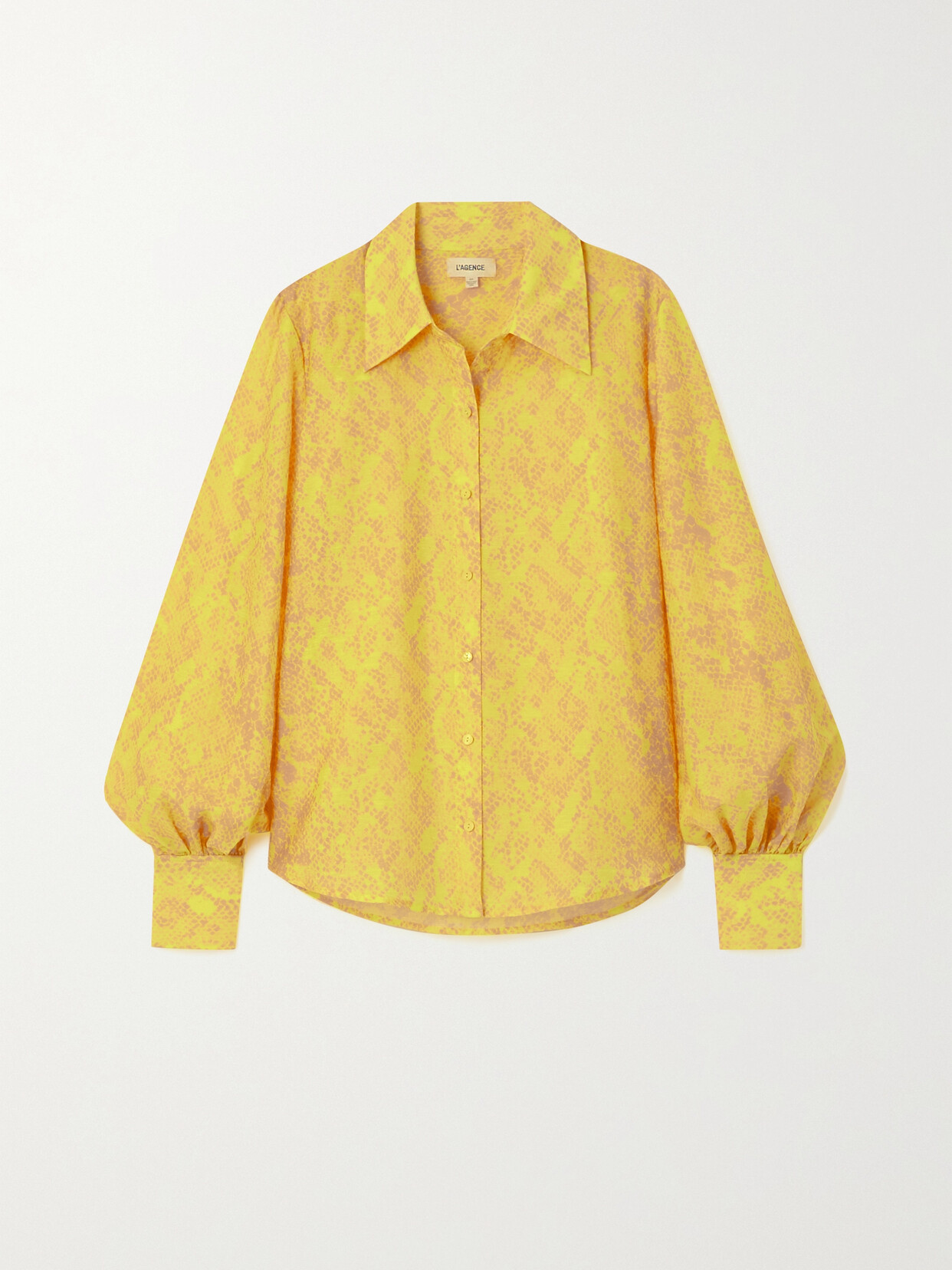 Shop L Agence Jayleen Printed Tencel-blend Blouse In Yellow