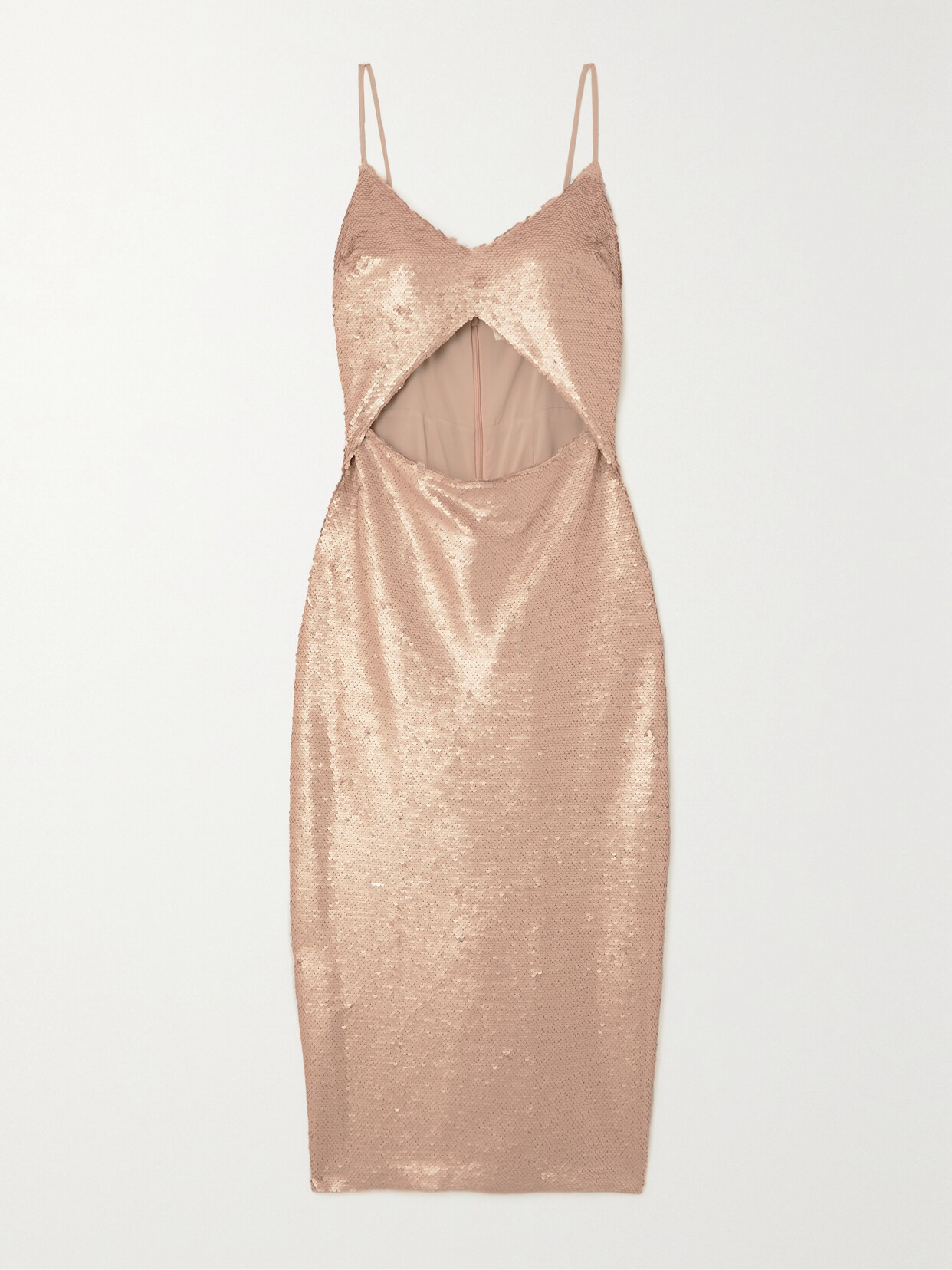 L'Agence - Femme Cutout Sequined Tulle Midi Dress - Brown