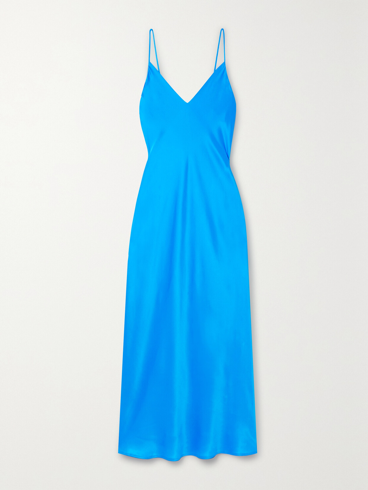 L'Agence - Seridie Neon Silk-satin Midi Dress - Blue