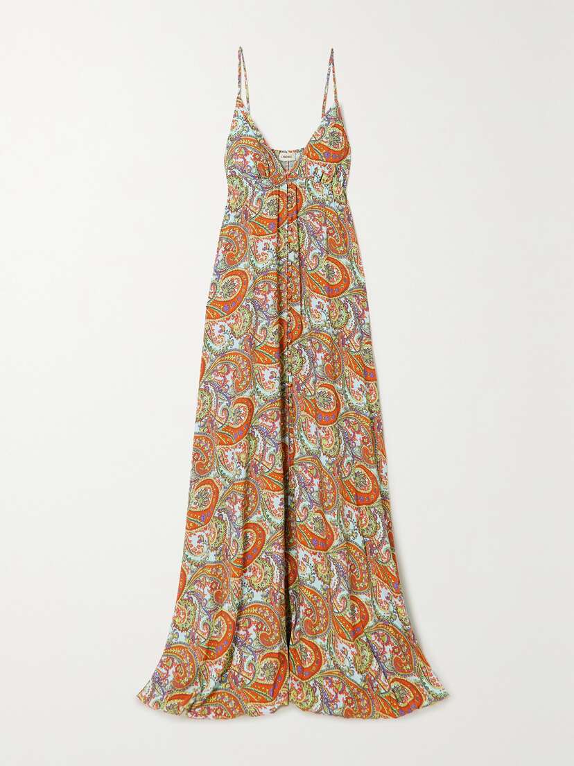 L'Agence Stefani Paisley-print Crepe De Chine Maxi Dress