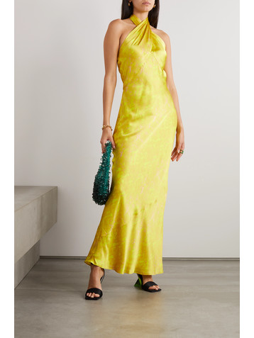 L'AGENCE Estee snake-print silk-charmeuse halterneck maxi dress