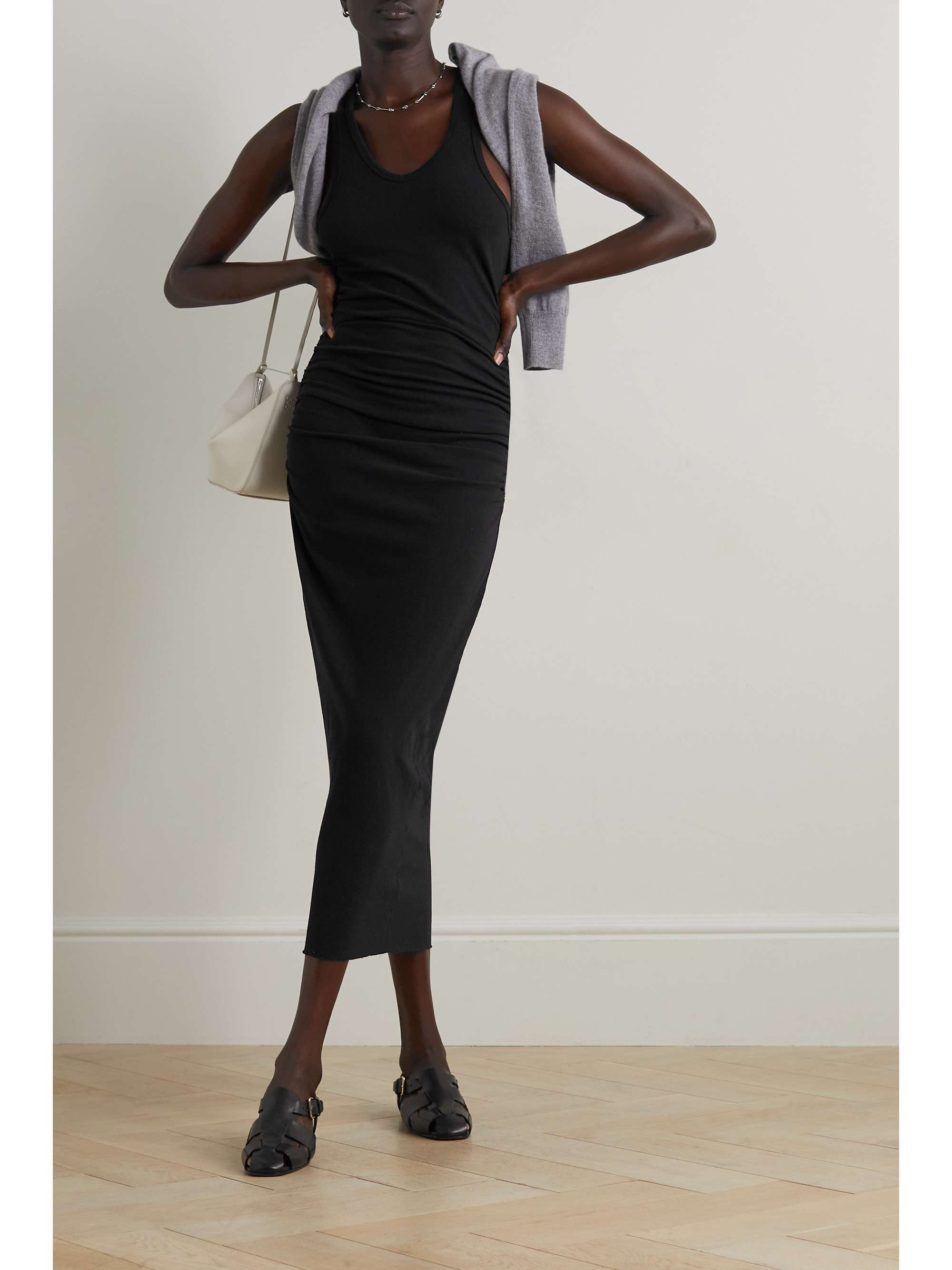 JAMES PERSE Horizon ruched stretchcotton jersey midi dress NETAPORTER