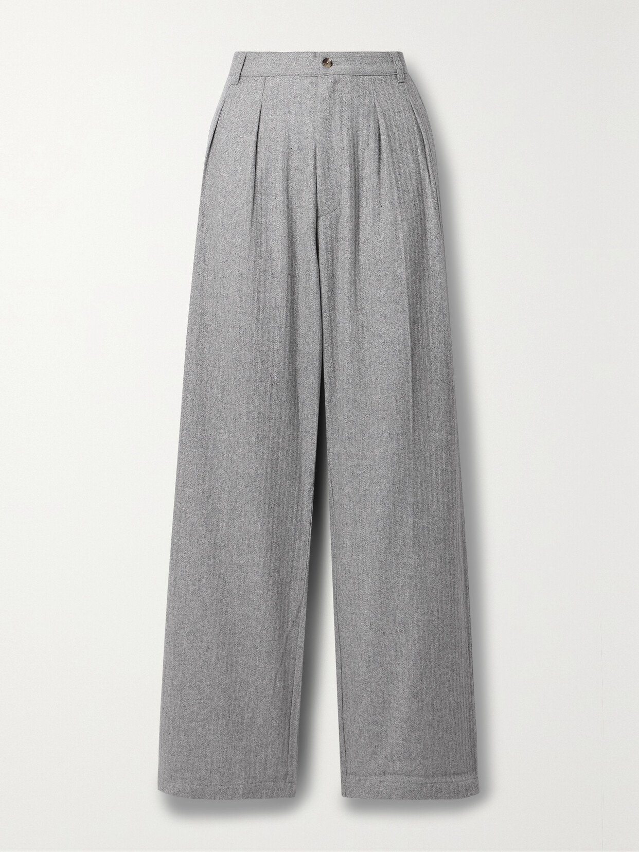 Denimist - Pleated Striped Wool-blend Wide-leg Pants - Gray