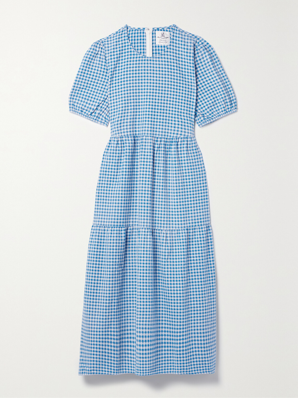 Denimist Tiered Gingham Cotton Midi Dress - Blue