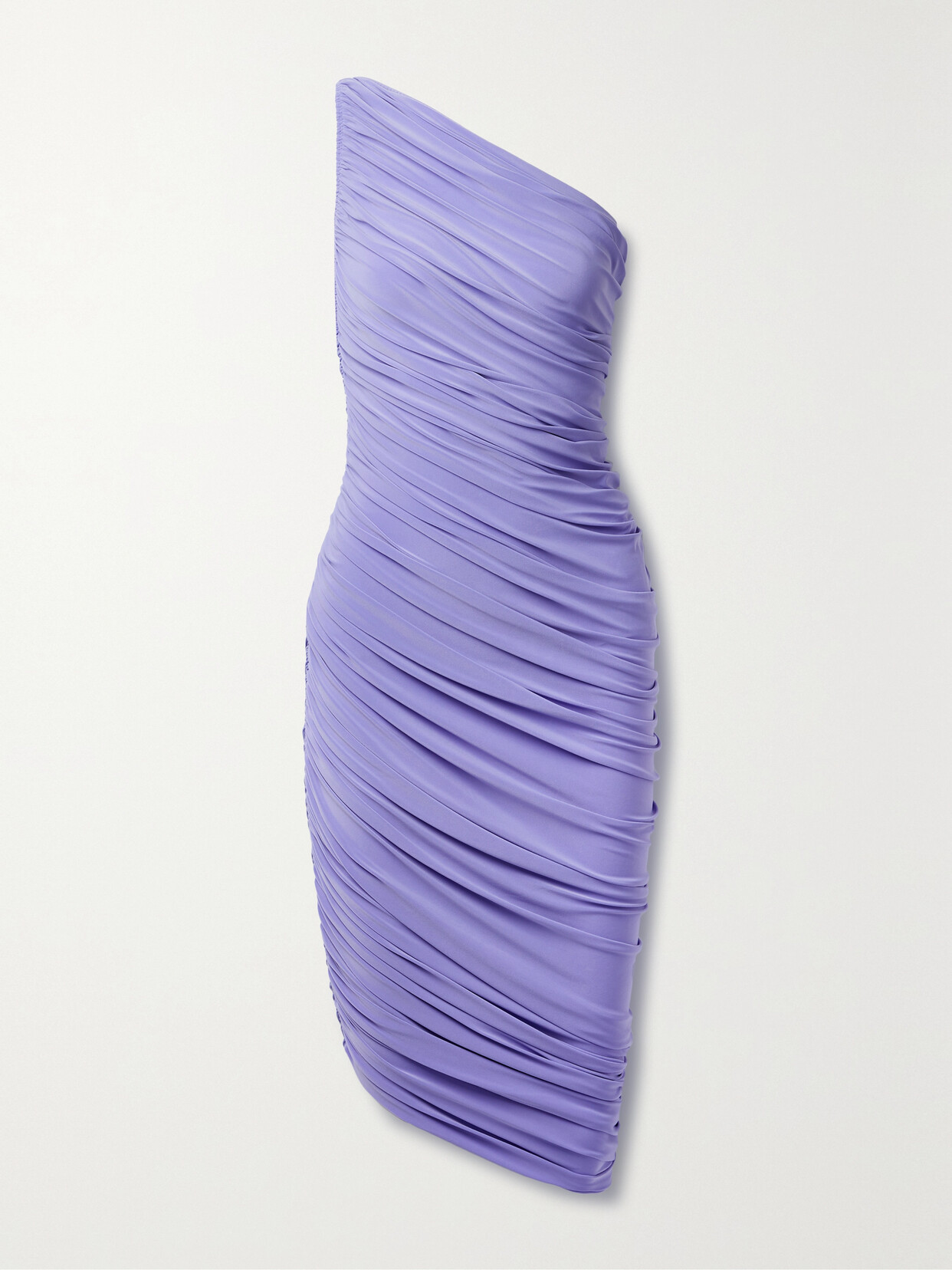 Norma Kamali Diana One-shoulder Asymmetric Ruched Stretch-jersey Dress In Purple