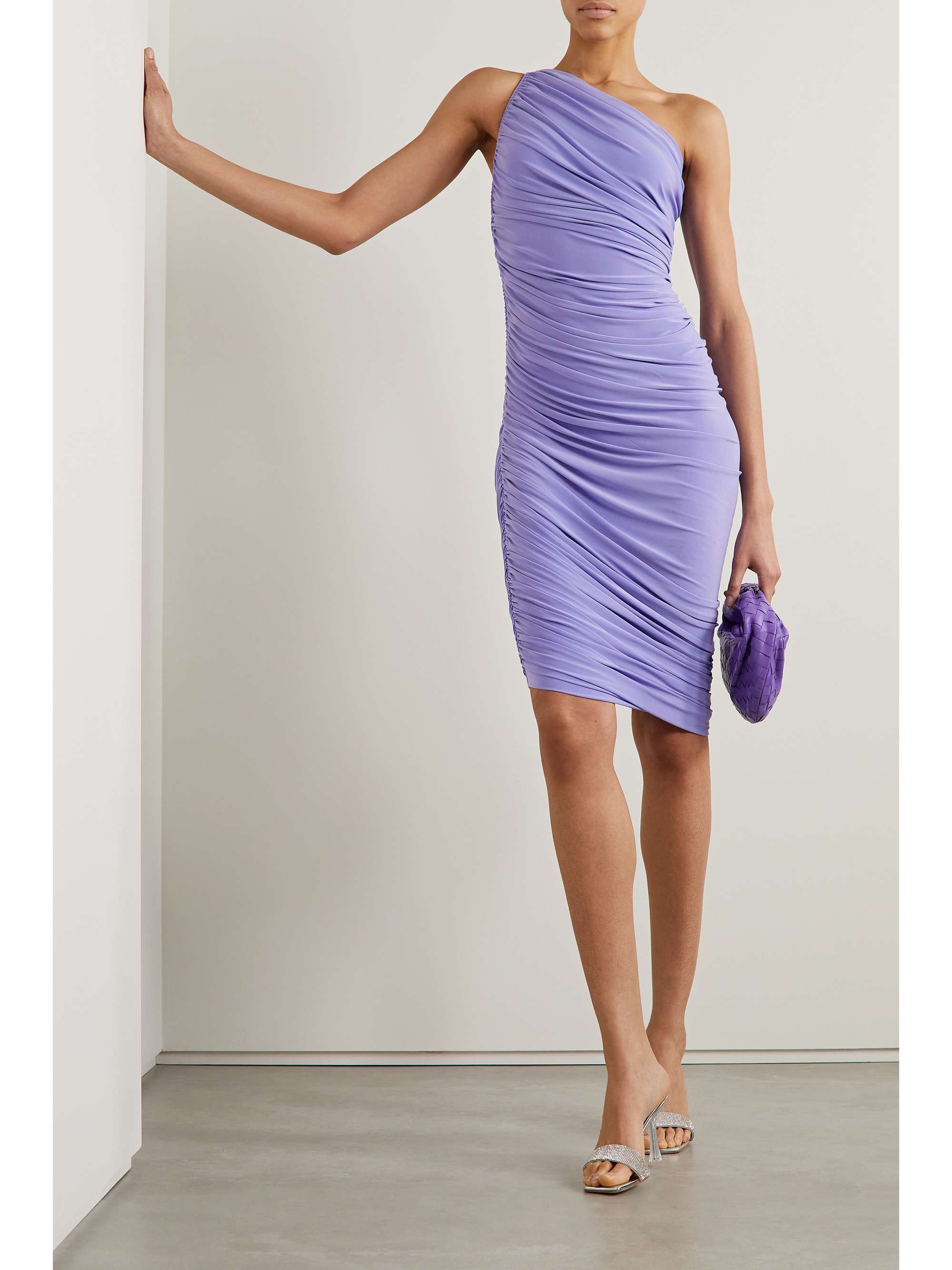 NORMA KAMALI Diana one-shoulder asymmetric ruched stretch-jersey dress