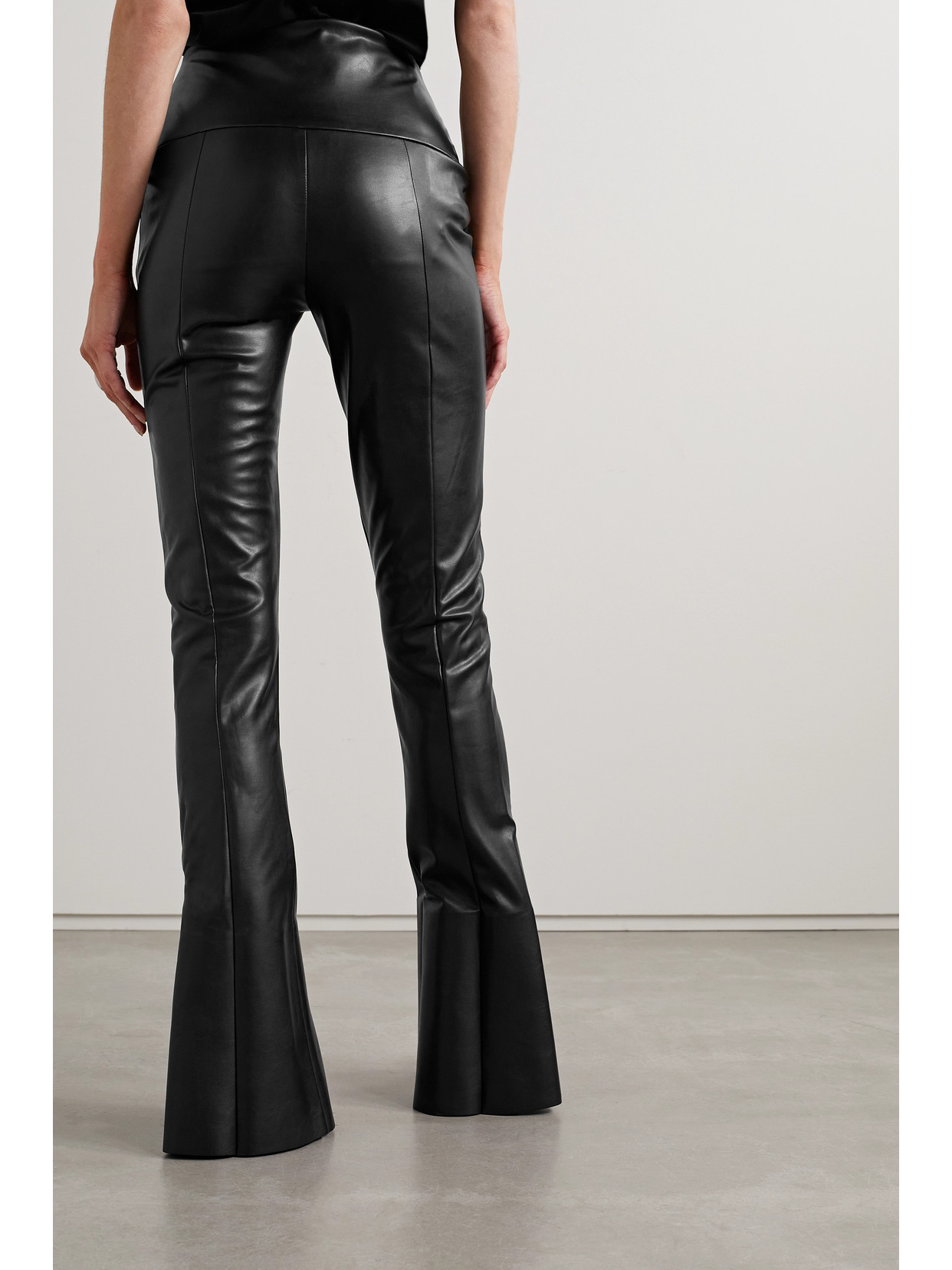 Norma Kamali Spat Faux Leather Flared Leggings In Black