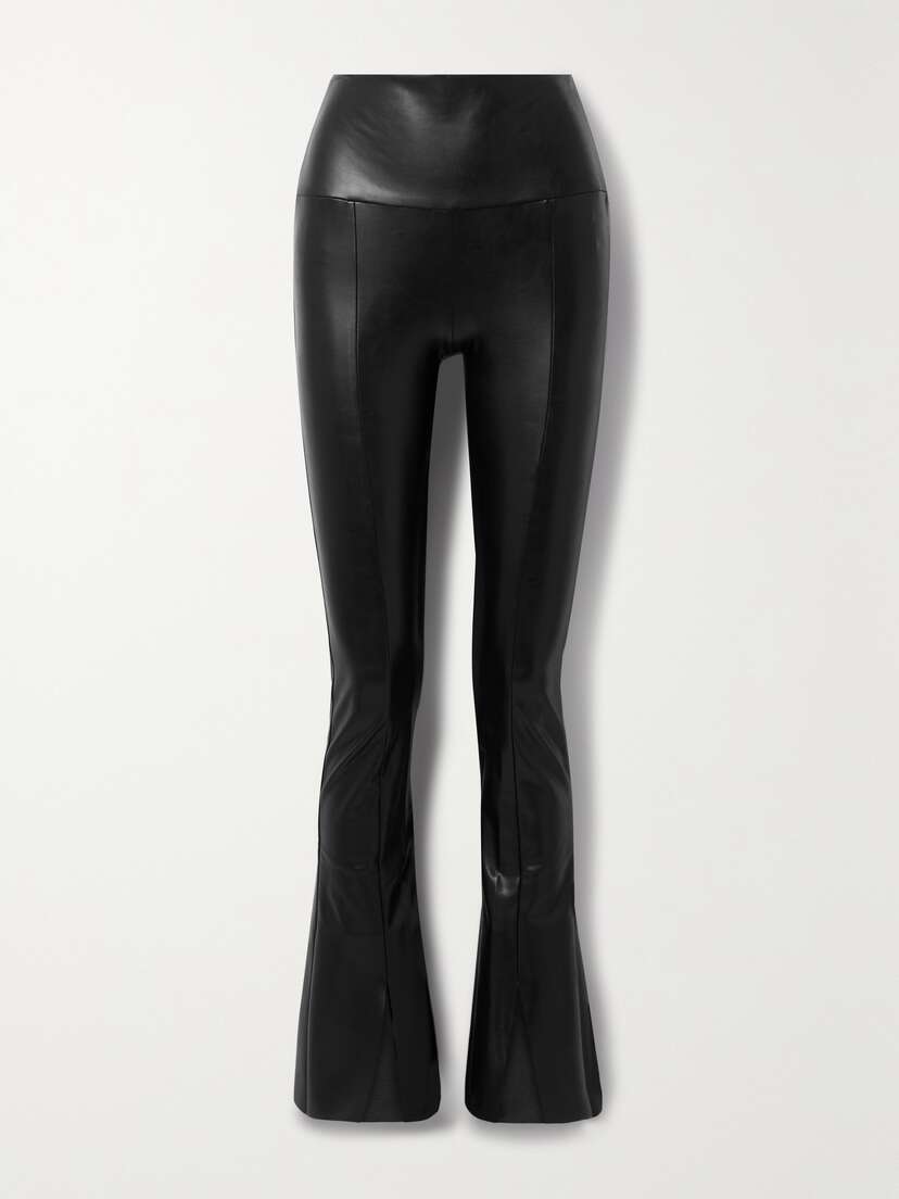 Norma Kamali Spat Vegan Leather Flared Leggings