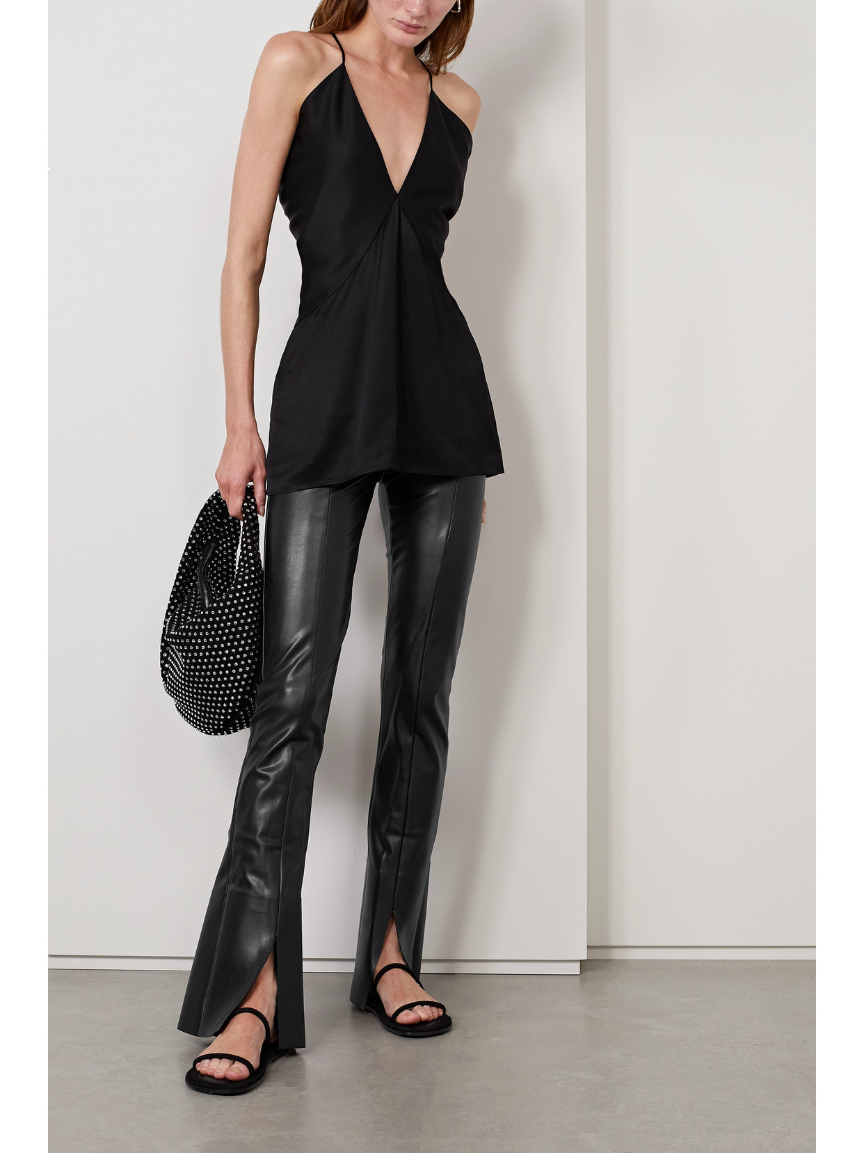 Norma Kamali Spat Faux Leather Flared Leggings In Black