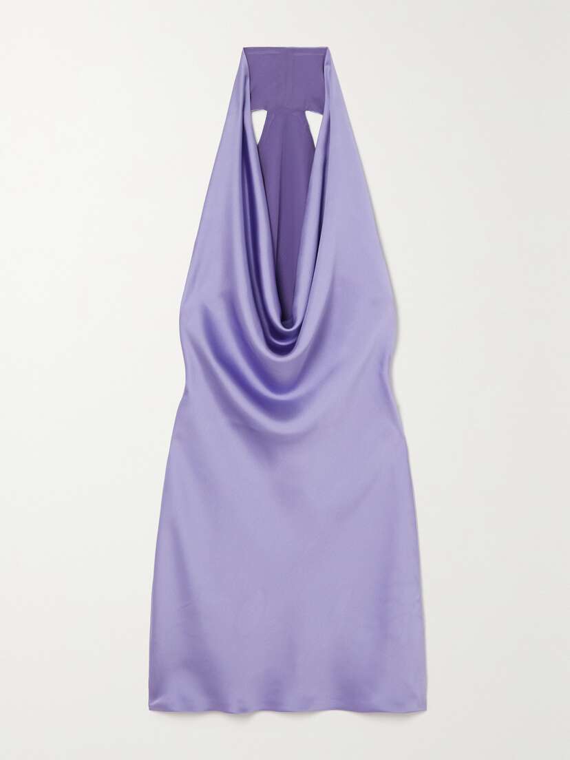 Norma Kamali Draped Satin Halterneck Mini Dress