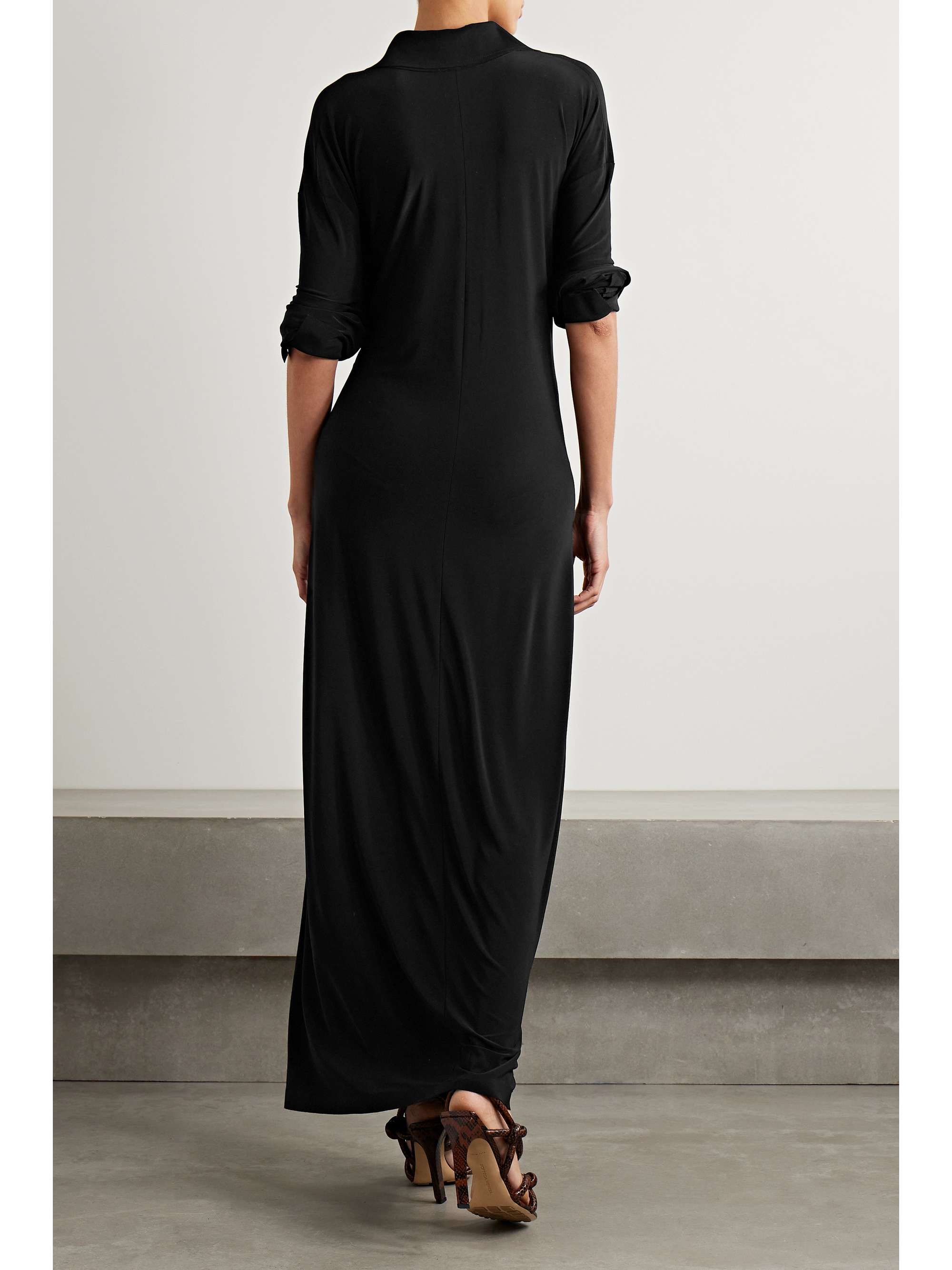 NORMA KAMALI Tie-front stretch-jersey maxi dress | NET-A-PORTER