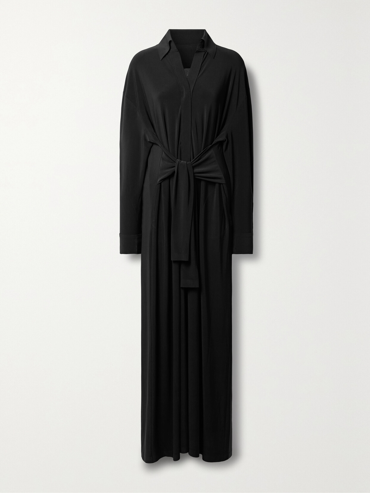 Norma Kamali - Tie-front Stretch-jersey Maxi Dress - Black