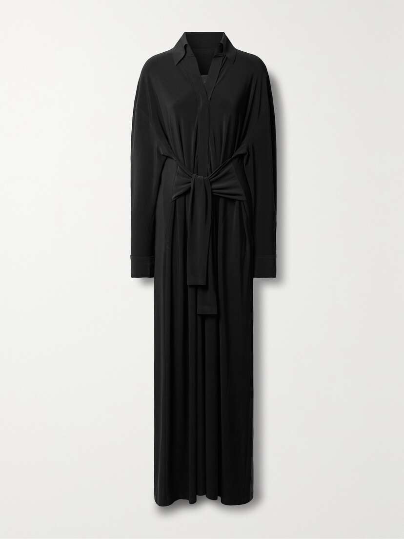 Norma Kamali Tie-front Stretch-jersey Maxi Dress