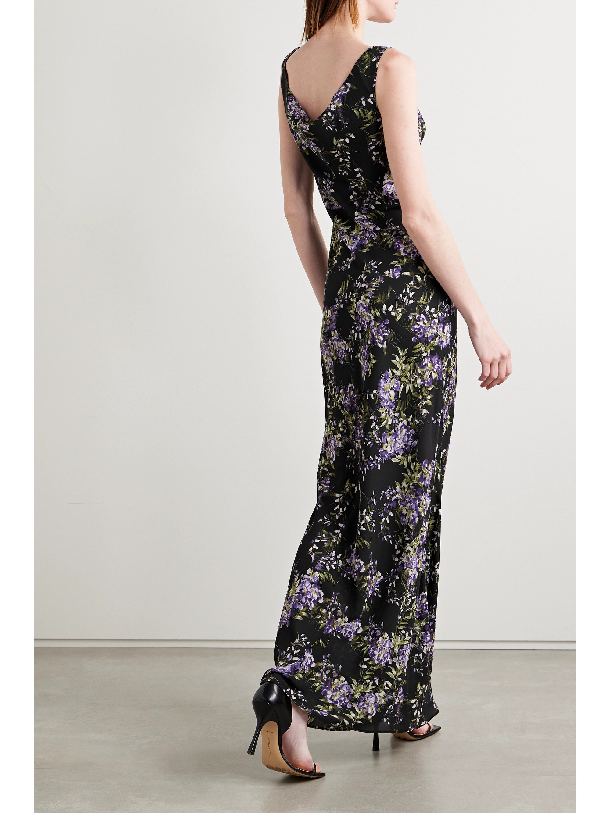 Norma Kamali Draped floral-print georgette gown