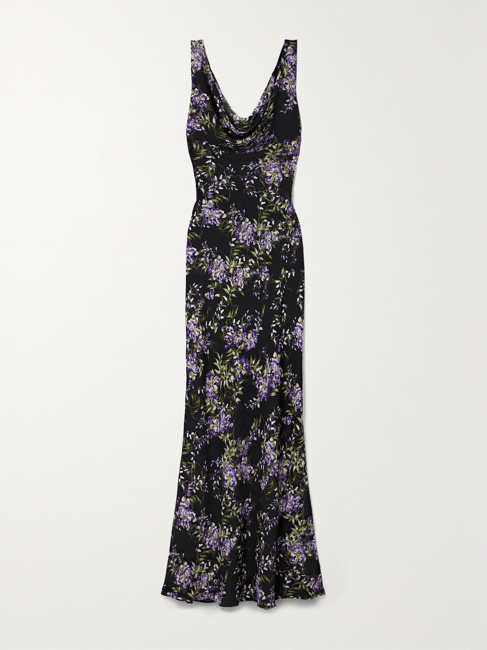Norma Kamali Draped floral-print georgette gown