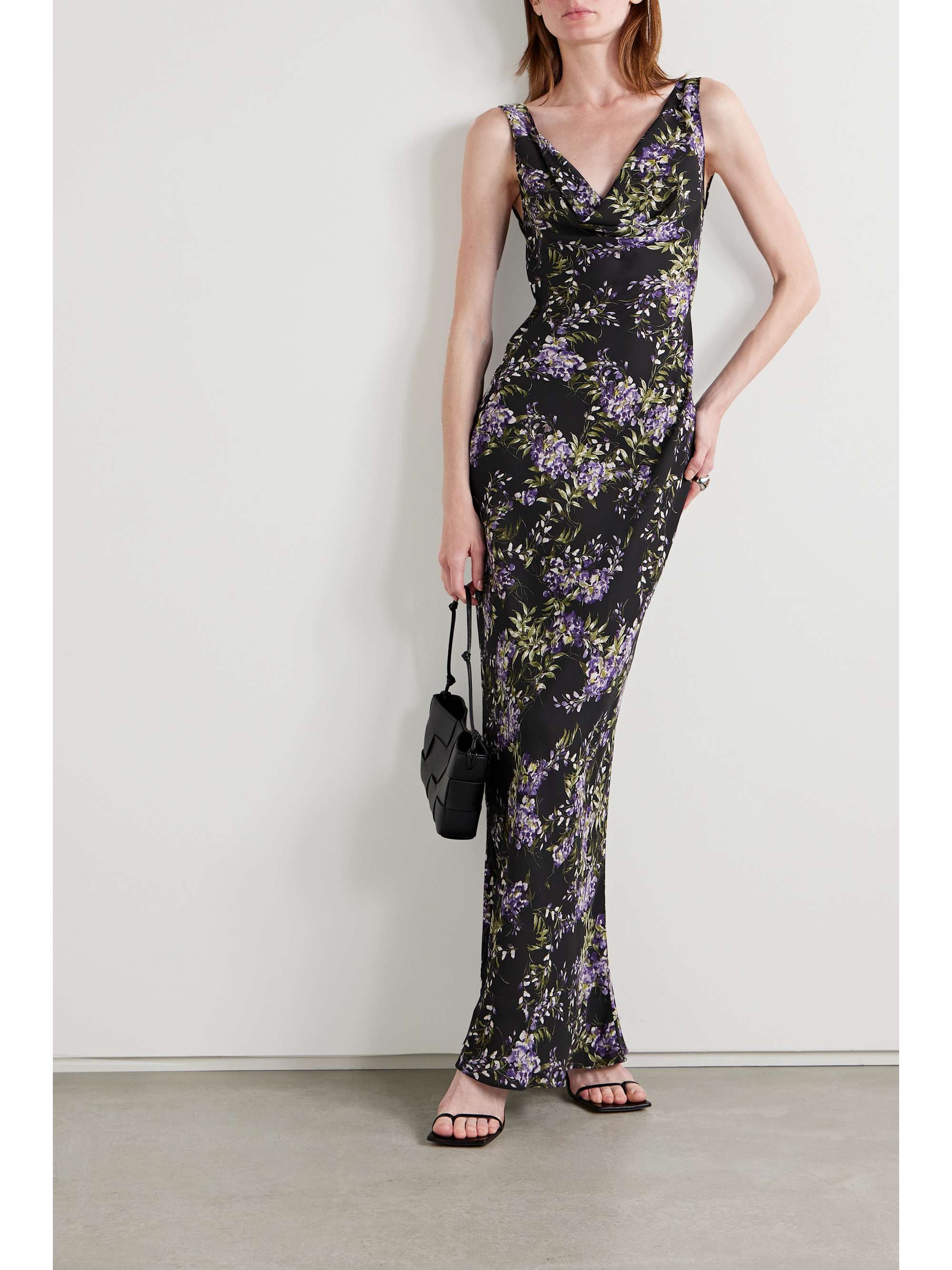 NORMA KAMALI Draped floral-print georgette gown | NET-A-PORTER