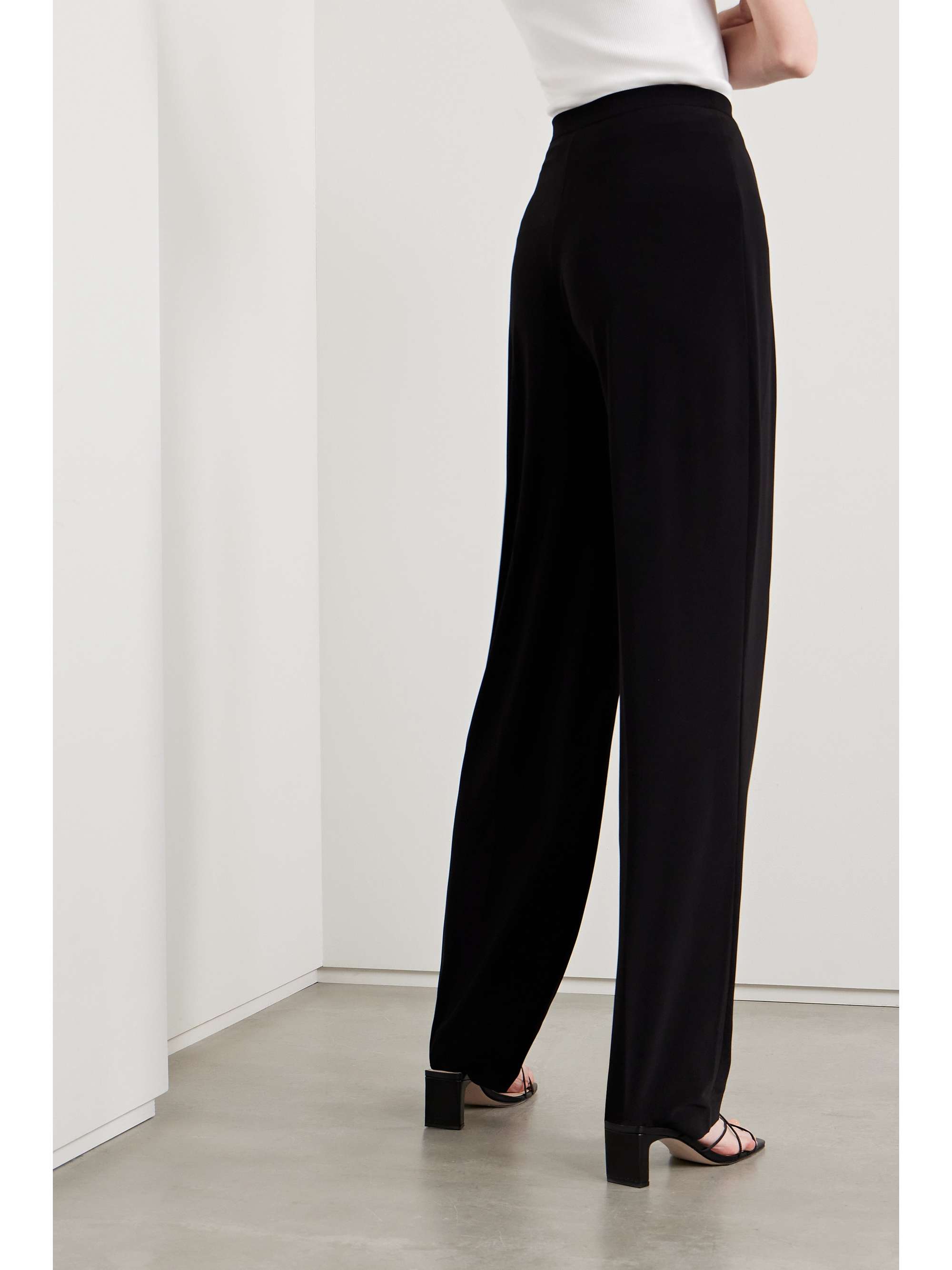 NORMA KAMALI Pleated stretch-jersey straight-leg pants | NET-A-PORTER