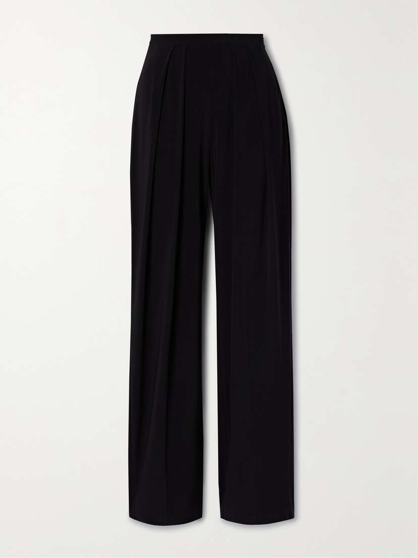 Norma Kamali Pleated Stretch-jersey Straight-leg Pants - x large