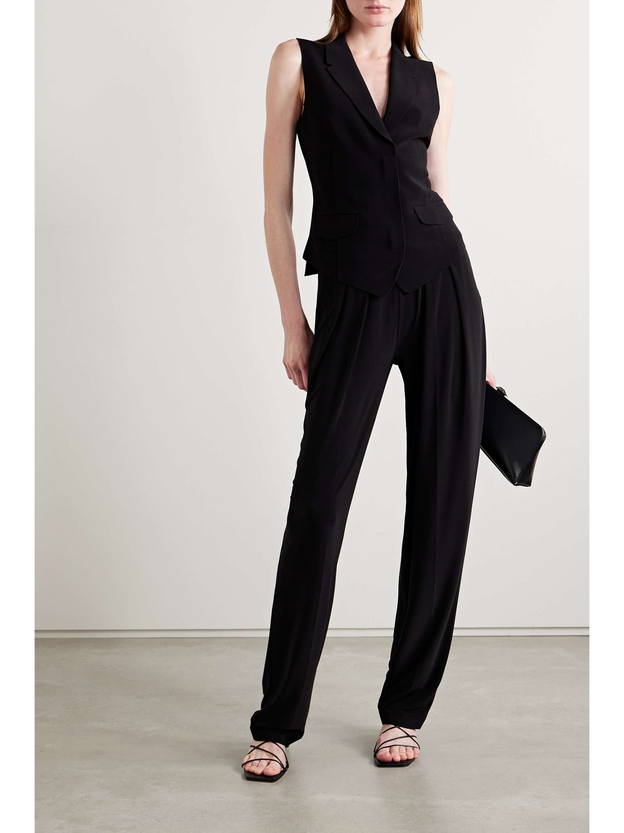 NORMA KAMALI Pleated stretch-jersey straight-leg pants | NET-A-PORTER