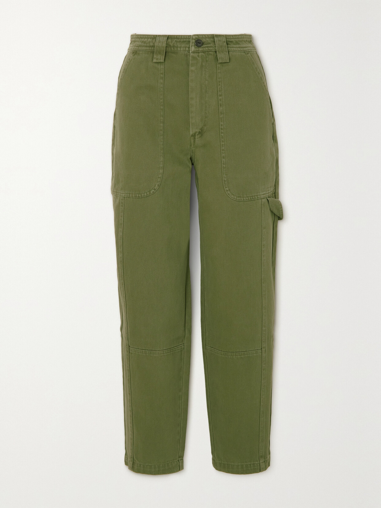 Alex Mill Phoebe Recycled-denim Straight-leg Cargo Trousers In Army Olive