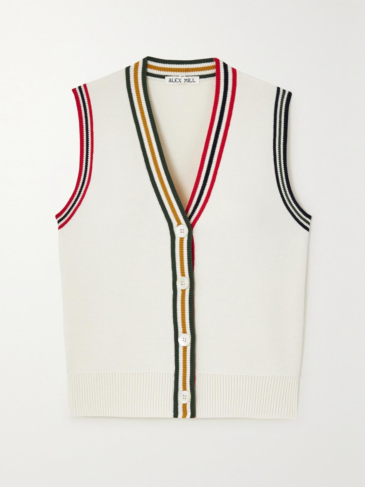 ALEX MILL ROLAND STRIPED COTTON AND CASHMERE-BLEND VEST