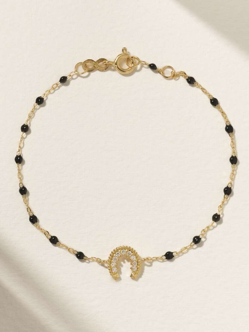 Gigi Clozeau Classic Gigi Horseshoe 18-karat Gold, Resin And Diamond Bracelet