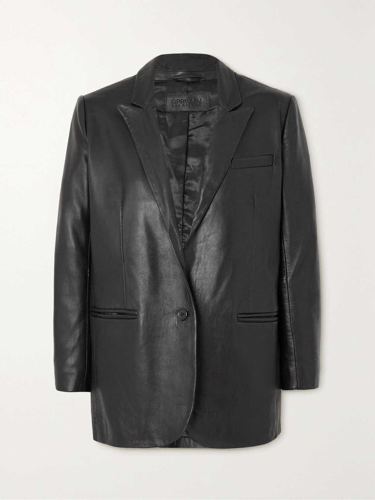 Sprwmn Leather Blazer In Black